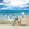 Papier Peint Mural Personnalisé 3D Peel And Stick Wallpaper Paysage De Plage De Mouette Décoration Murale Affiche Photo Grande Murale Pour Chambre Salon Bureau Hôtel 140 (largeur) x 70 (hauteur) cm