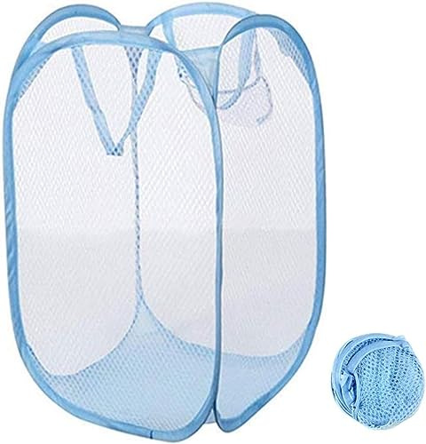 König Design Wäschekorb Blau - Faltbarer Wäschesack Pop Up Laundry Basket Ideal Wäschetonne und Wäschepuff für Kinderzimmer Schmutzwäschebehälter Klappbarer Wäschekorb Stoff, Reise-Wäschesack
