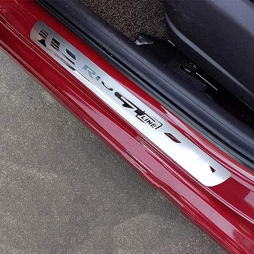 4 Stück Auto Einstiegsleisten Schutzfolie für Ki-a Rio Gt Line Gt-line Türschwelle Lackschutz, Edelstahl Aufkleber Kantenschutz Styling Tuning Zubehör,Silver