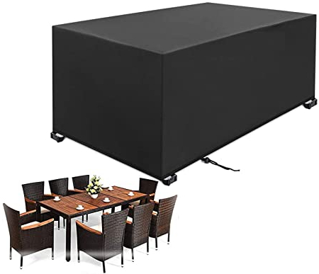 Abdeckung für Gartenmöbel 140x100x90cm Rechteckig Gartenmöbel Abdeckung Schneeschutz Wasserdicht Staubdicht Anti-UV Atmungsaktives Schwarz 600D Oxford Gewebe Schutzhülle 55''L x 39''W x 35''H
