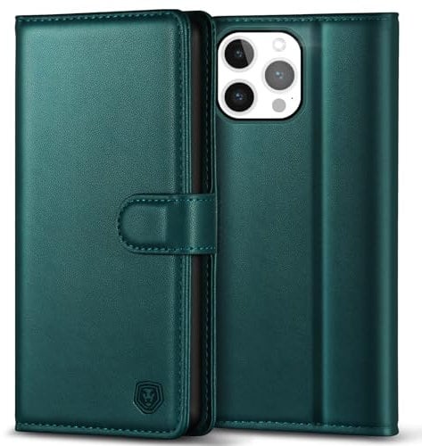 Kuafcase Compatible for iPhone 14 Pro Case with 4 Card Slots Magnetic Closure Kickstand Shockproof Protective Phone Case Compatible for iPhone 14 Pro - Green