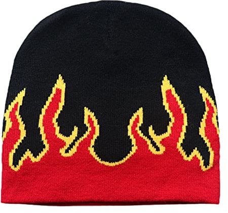 MONOJLY Flame Y2K Beanies Fire Flame Knit Hat Skullies Slouchy Flame Skull, rot, 6 5/8-7 3/8