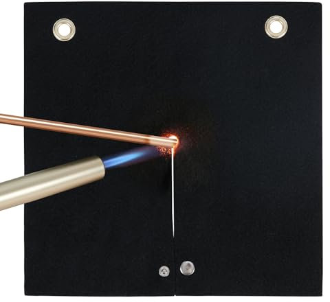 VEVOR Welding Blanket, 12 x 12 Carbon Fiber Heat Shield Welding Mat, Up to 1800°F Heat Resistant, Flame Protector Pad Plumbing Hole Propane Torch, Soldering Pad with Metal Grommets for Copper Pipe