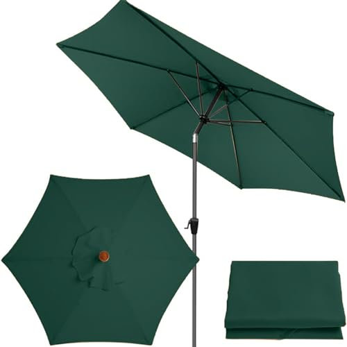 AIMENJOY Rechange Toile de Parasol de Jardin (2 m / 2.7 m / 3.0 m) Dessus de Parapluie de Remplacement pour 6 Bras, Housse de Rechange pour Parasol, pour Terrasse/Jardin/Piscine (Green -2,3M / 9.8Ft)