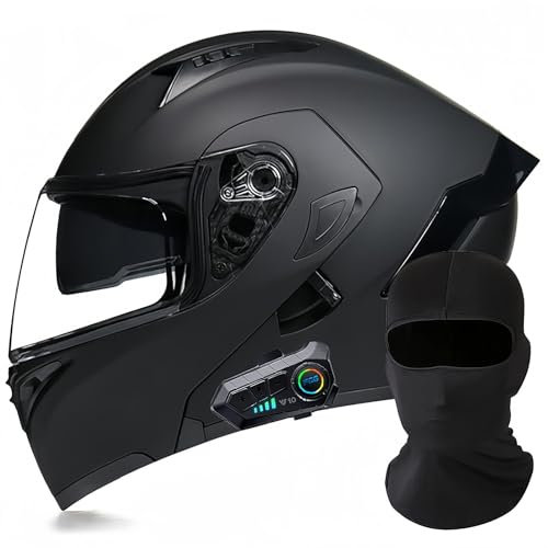 Modularer Motorrad-Bluetooth-Helm, DOT/ECE-Zugelassener, Hochklappbarer, Integrierter Motorradhelm Für Männer Und Frauen Mit Doppelvisier, Integriertem Dual-Lautsprecher 2,L59~60cm