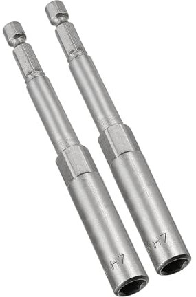 TOP-VIGOR 2Pcs 7mm Nut Setter Driver Drill Bit Set, 1/4 inch Hex Shank Quick Change, 100mm Length Metric Nut Driver Set for Woodworking, Auto Repairing, Machine Maintenance, Furnitures