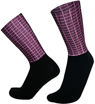 KMayVIEW Km Aero Socks Anti Slip Silicone Ciclismo Calzini Uomini Bicicletta Sport Running Bike Calzini, B - viola, Taglia unica