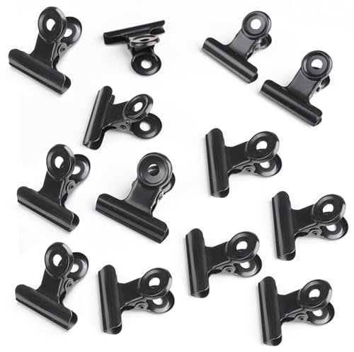 Raccoglitore in Metallo Clip,Fermacarte Metallo 22mm,50 Pezzi Bulldog Clips di Carta Nero