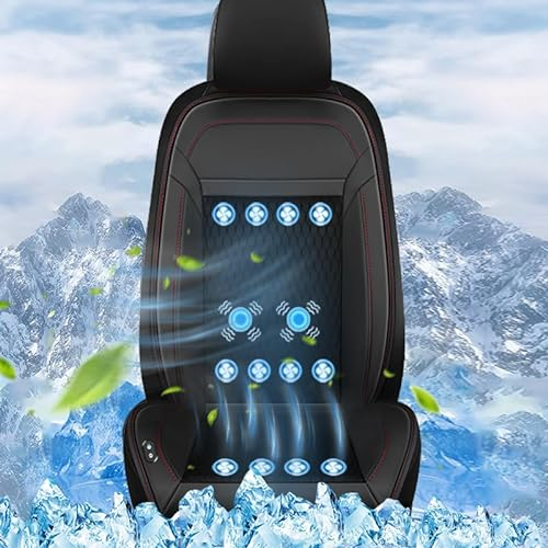 LifeUp Kühlender Autositzbezug für den Sommer, mit Massage-Autositzkissen, kühlend, belüftet, Auto-Sitzbezug, Vordersitz-Kühlkissen, 12 V (Schwarz, 2-in-1)