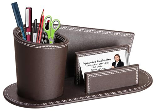 XNONE Mode-Persönlichkeit PU-Leder-Stifthalter Bürobedarf Desktop-Organisator, Desktop-Organisator und Visitenkartenhalter, Stifthalter (Braun)