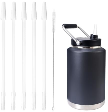 Straw Adapter Kit for yeti 1 gallon water jug, Straw for yeti gallon water jug, 5-Pack of Reusable BPA Free Straws, Includes Cleaning Brush, Food-Grade Plastic