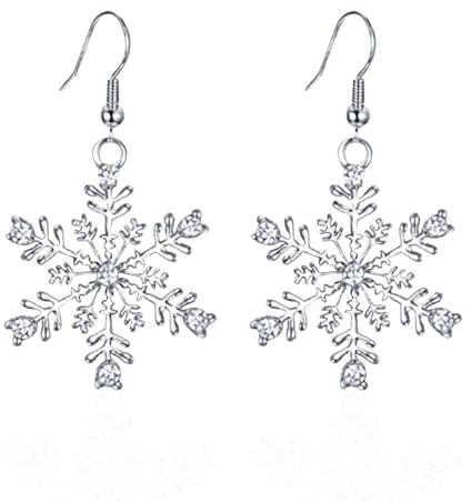 Weihnachtsohrringe Schneeflocken Silber Hängend für Damen Mädchen Ohrschmuck Hypoallergen Tropfen Ohrringe für Weihnachtsfeier Winter Schmuck