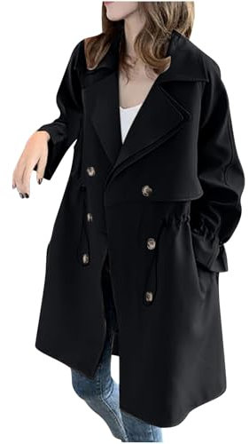 Trench Donna con Cappuccio Cappotto Doppiopetto Lungo Classico Antivento Piumino 100 Grammi Donna Spolverino Donna Giacca Imbottita In Cotone Leggero Primavera E Autunno Moda Donna