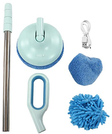 Autolaveuse électrique sans fil 8,5 W - Brosse à fréquence pour vitres et voitures avec manche rétractable et lingettes en microfibre (Blue)