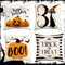 Jiahuade Halloween Kissenbezug 45 x 45 cm, Happy Kissen Aesthetic, Boo Kissen, Schwarze Katze Deko, Dekoratio, 4 Stück Weihnachten