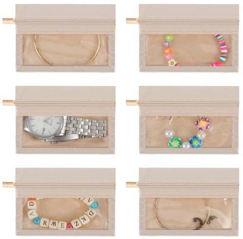 Xthrotsenk 6 Pack Small Earring Bags Clear Necklace Travel Jewelry Bags Small Zipper Pouches for Necklace Velvet Mini Zipper Pouch Small Storage Bags Jewelry Organizer Pouches