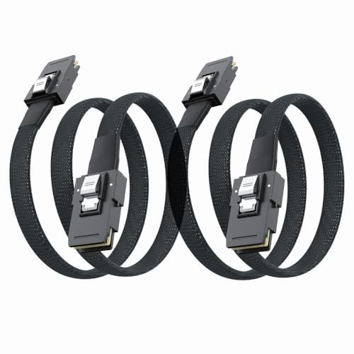 [2 Stück] Internes Mini SAS SFF-8087 zu SFF-8087 Kabel, for Server Backplane/RAID Card, Hot-Swap Ready with SATA Compatibility, 100-Ohm, 0.5 Meter (1.65ft)