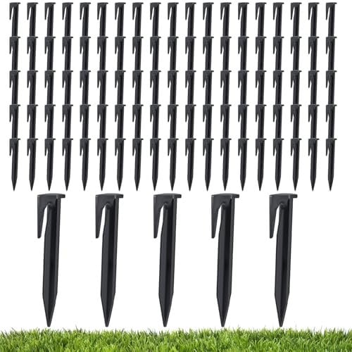 Pavlleen 100 Piezas Piquetas de Fijación Tierra,Estacas para robot cortacésped,Robot Cortacésped Cable Clavijas de Fijación,Clavos para Cables delimitadores,Compatible Husqvarna Worx Yard Force Bosch