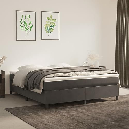 FENLAX Bettgestell Boxspringbett Samt Daybed für Schlafzimmer Gästezimmer Jugendbett Plattformbettrahmen Stauraumbett Eleganten und Zeitlosen Design Dunkelgrau 203x180x35 cm