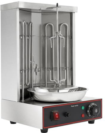 MIIWWOWO 3000W Elektrische Dönergrill Edelstahl Grill Grillmaschine Elektro Döner Grill Maschine Tisch Stehend Hähnchengrill, 360°-Drehung Dönergrill, Edelstahl Grillmaschine für Restaurants, Kantinen
