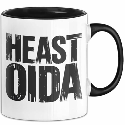 Österreich Wien Wienerisch Tasse Geschenk Lustige Geschenkidee Spruch Heast Oida (Schwarz)