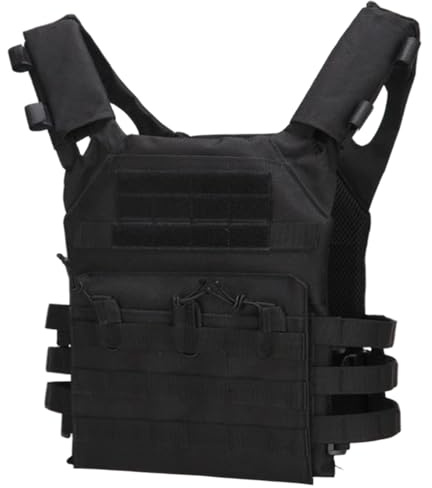 Pineeseatile Bulletproof Vest, Tacticals Vest for Men and Women, Lightweight Quick Release Security Plate Carrier for Outdoor Paintball Shooting Wargame, Black