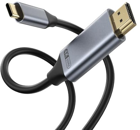 Tobfit USB C auf HDMI Kabel 4K 60Hz, Thunderbolt 3/4 kompatibel,Typ-C zu HDMI für iPhone 17/16/15 Pro Max, MacBook iPad Pro/Air/mini, iMac, Surface Book 2,Monitor, Fernseher, Projektor