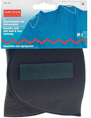 Prym schwarz 993817 Schulterpolster Halbmond Haftverschluß PA M-L, Polyester, 160 x 115 x 15 mm, 2 Stück, 2