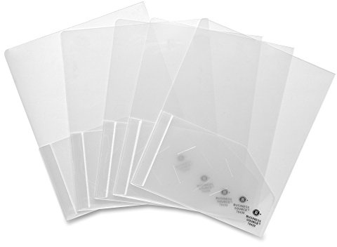 Business Source, BSN78499, Transparent 2-Pocket Portfolios, 5 / Pack, Clear