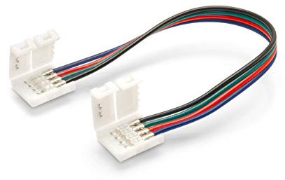 5er Set: 4 pol Verbinder mit Klippbefestigung | Schnellverbinder für RGB LED Streifen Stripes (15cm)