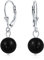 Einfache Schlichte Runde Onyx Perlenkugel Ohrringe Mit Hebelverschluss Für Frauen Teenager Schwarz .925 Sterlingsilber