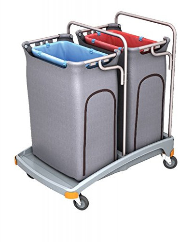Splast Doppel-Abfallwagen aus Plastik 2 x 120l mit Seitenabdeckung - Deckel optional, Variante:Kein Deckel