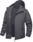 KEFITEVD Softshell Jacke Herren Winter Herbst Outdoorjacke Warm Jacke Übergangsjacke Viele Taschen Outdoor Jacke Atmungsaktiv mit Kapuze Army Jacket Grau L