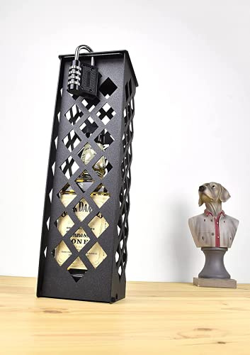 Toplocked Steel Locking Bottle Cage for Wine, Spirits Bottles, Padlock, Joke Gifts - Birthday Present, Family, Relatives and Friends - British Steel (330x90 mm)