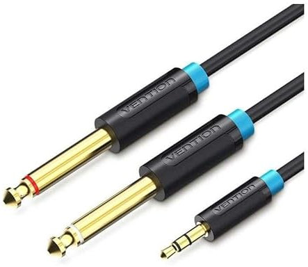 Vention Cable de audio macho a macho de 2 metros de conector jack de 3,5 mm a doble jack de 6,5 mm