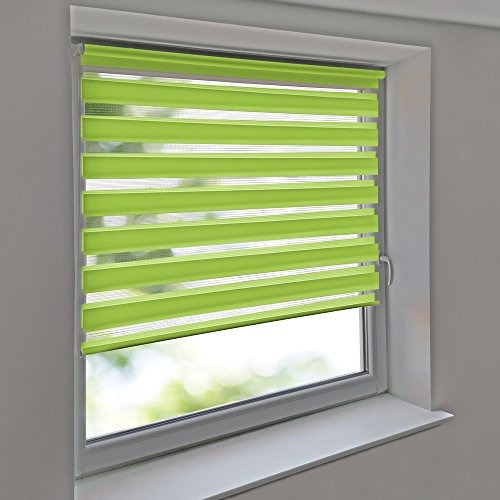 Sonnenschutz-HH - Doppelrollo Klemmfix ohne Bohren Vario Seitenzug Duorollo AUSSENMAß Breite 110 x 160 cm Höhe - Limone