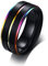 XUANPAI Homosexuell Lesben Stolz Regenbogen Jäten Band Versprechen Ring Doule Groove Ring für Homosexuell Lesbian, Größe 57