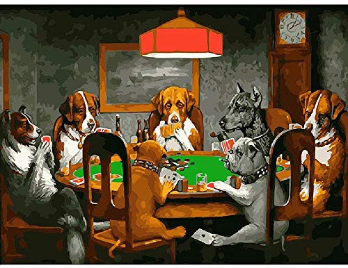 TWYYDP Adult Puzzle Jigsaw 1500 Pieces Dog Playing Poker on The Table The Best Gift for A Child or Friend