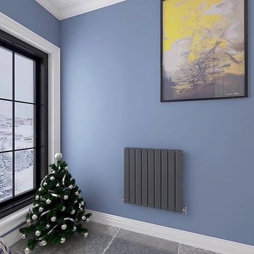 Acezanble∣Horizontal Designer Flat Panel Radiator Anthracite 600x612mm Double Panel Central Heating