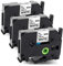 Label KINGDOM Schriftband als Ersatz für Brother P Touch Bänder 9mm Tze-221 TZ tape, Laminiert Schriftbänder für Ptouch H105 PT-H107B D400 D600 PT300 P700, Schwarz auf Weiß, 3stk.