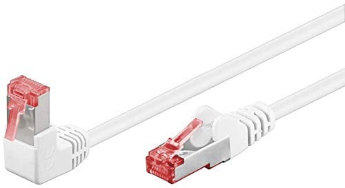 Goobay 51552 - Cable de Red (Cat. 6, Alta Velocidad, 90 Grados, Ethernet, Playstation, Xbox, DSL, PimF, Conector RJ45, 3 m), Color Blanco