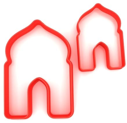 Custom Cutters Mosque Shape Cookie Cutters | Set of 2 Plastic Cutters for Baking, Fondant, Clay, Pastry, Icing, Jewellery (5CM + 8CM)