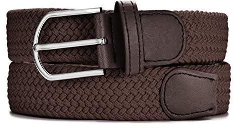 MASADA Stoffgürtel - Dehnbarer Stretch-Gürtel für Damen und Herren 3,2 cm breit elastisch 110-120 cm lang - Braun