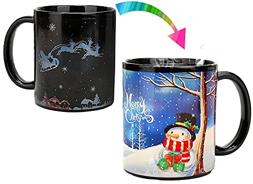 KSZNZB Christmas Magic Heat Changing Coffee Mug 12 oz With Gift Box - Holiday Mug for Women, Men, Kids (Xmas Snowman Blue A)