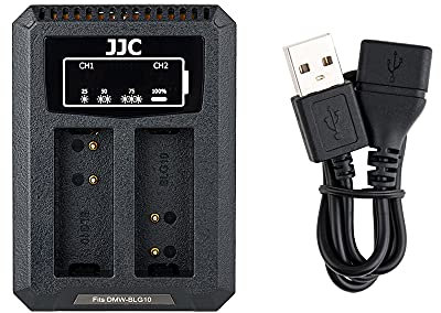 JJC Caricabatteria USB doppio adattatore per fotocamera digitale Panasonic DMW-BLG10/DMW-BLE9 Leica BP-DC15