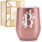 Onebttl Personalised Tumblers with Lids for Women, Monogrammed Coffee Cup with Initial B, Gifts for Her, Girls, Friends, Mum, Bridesmaids, Sisters, Rose Gold