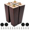 CtopoGo Lot de 4 Pieds de Meuble carrés en Bois Massif avec boulons pré-percés, vis et Coussinets en Caoutchouc. (8/ 20cm, Noyer)