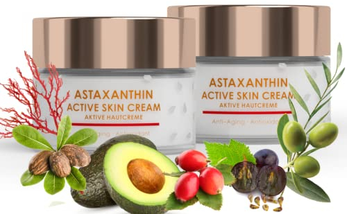 Green idea - Astaxanthin Creme Gesicht - Anti Aging Creme – Antioxidantiencreme - bekämpft freie Radikale – Gesichtscreme – mit Hagebuttenöl, Sheabutter, Panthenol, Olivenöl Creme 50 ml
