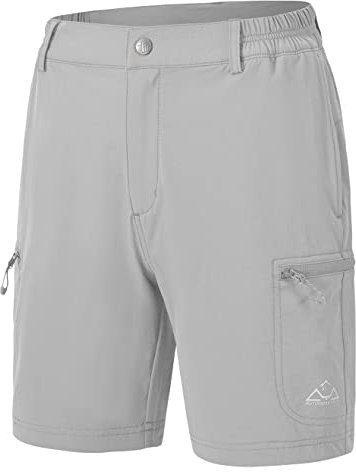 donhobo Damen Kurze Hose Wandern Cargo Shorts Stretch Golf Active Shorts Outdoor Sommer Schnelltrocknend Laufshorts mit Multi Taschen (Hellgrau, L)