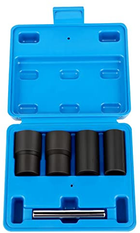 ACZCR 5-teiliges Dreh-Steckschlüssel-Set, Radmutter-Ausdreher, 1,27 cm (1/2 Zoll) Antrieb, für Radsicherungsmuttern, beschädigt, zerlegbar, 17 19 21 22 mm